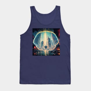 Panda Bear Hidden Image in Cityscape Tank Top